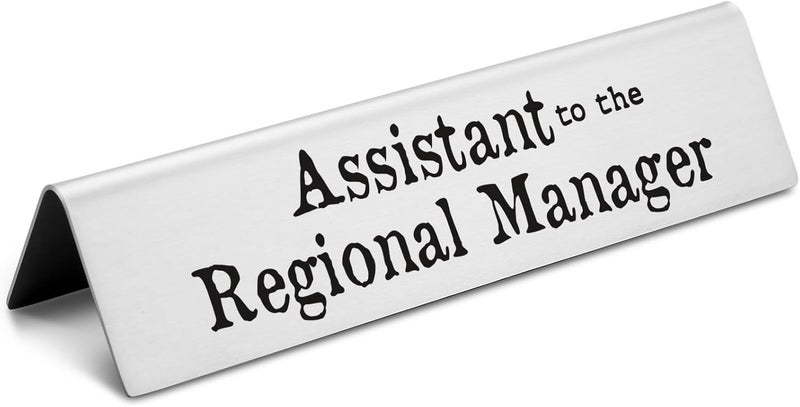 EFFJNSG Assistant to The Regional Manager Novelty Nameplate, Funny Desk Signs for Office, Funny Sarcastic Desk Decor Nameplates Gift for Assistant Manager Women Coworker EDA18 - Image 1